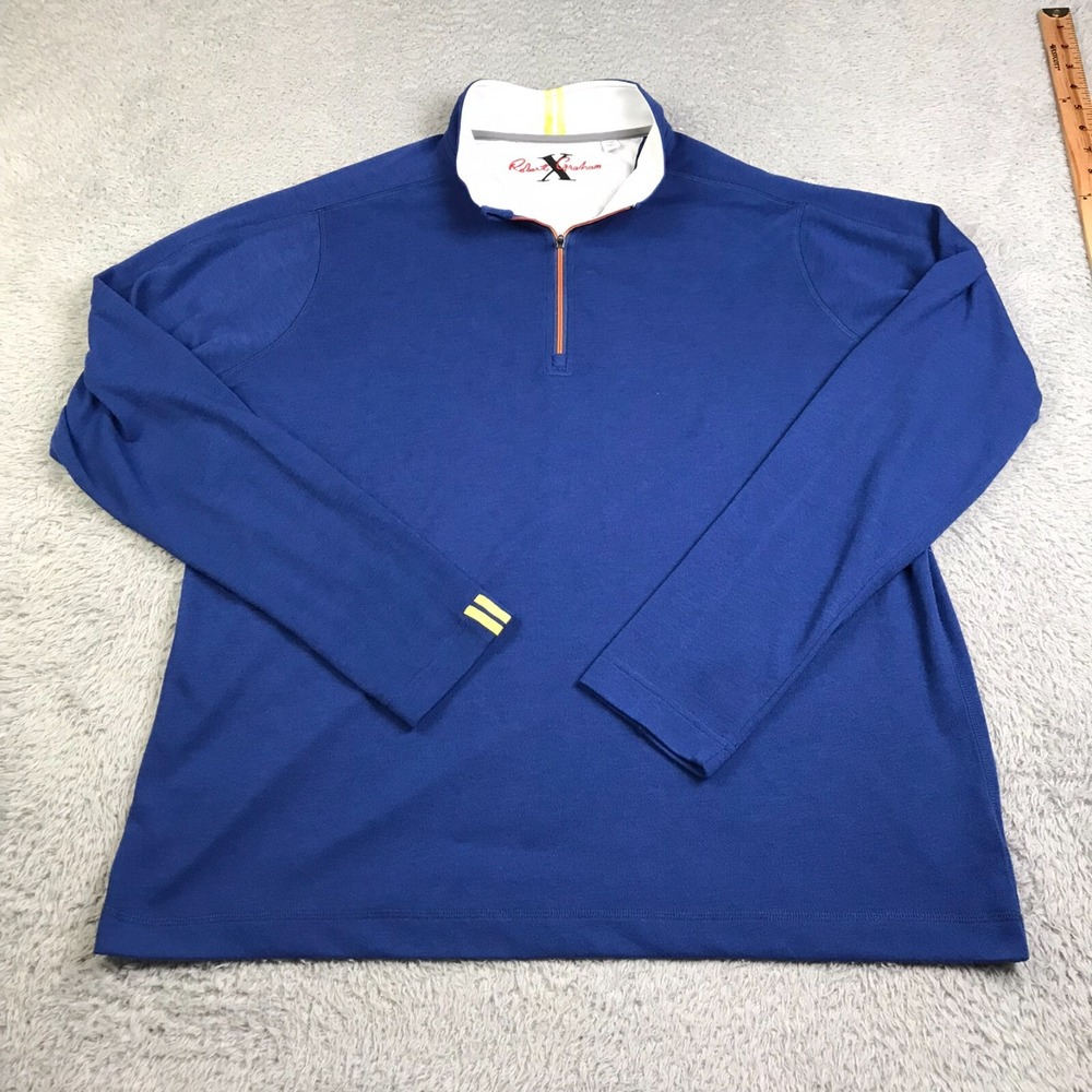 Robert Graham Pullover Mens 3XL Tailored Blue 1/4 Zip Performance Sweater Jacket